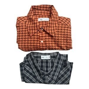 Zara Short Sleeve Button Up Casual Shirt Bundle Large